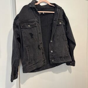 Distressed Black Denim Jacket